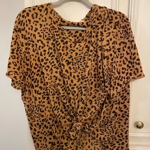 Free People Leopard Print Oversized Tee